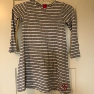 Vineyard Gray/White Stripe Long Sleeve Dress